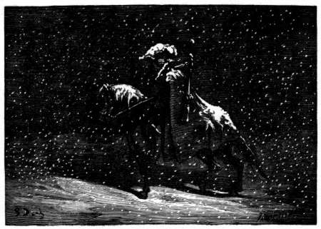 Horseman in snow