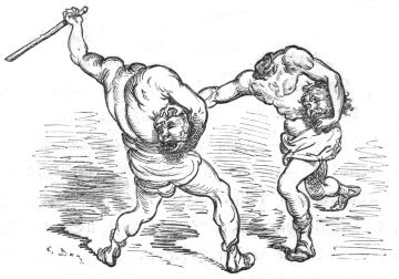 Two head-less men fighting